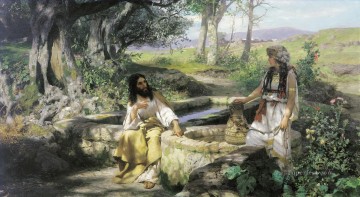クリスチャン・イエス Painting - キリストとサマリアの女